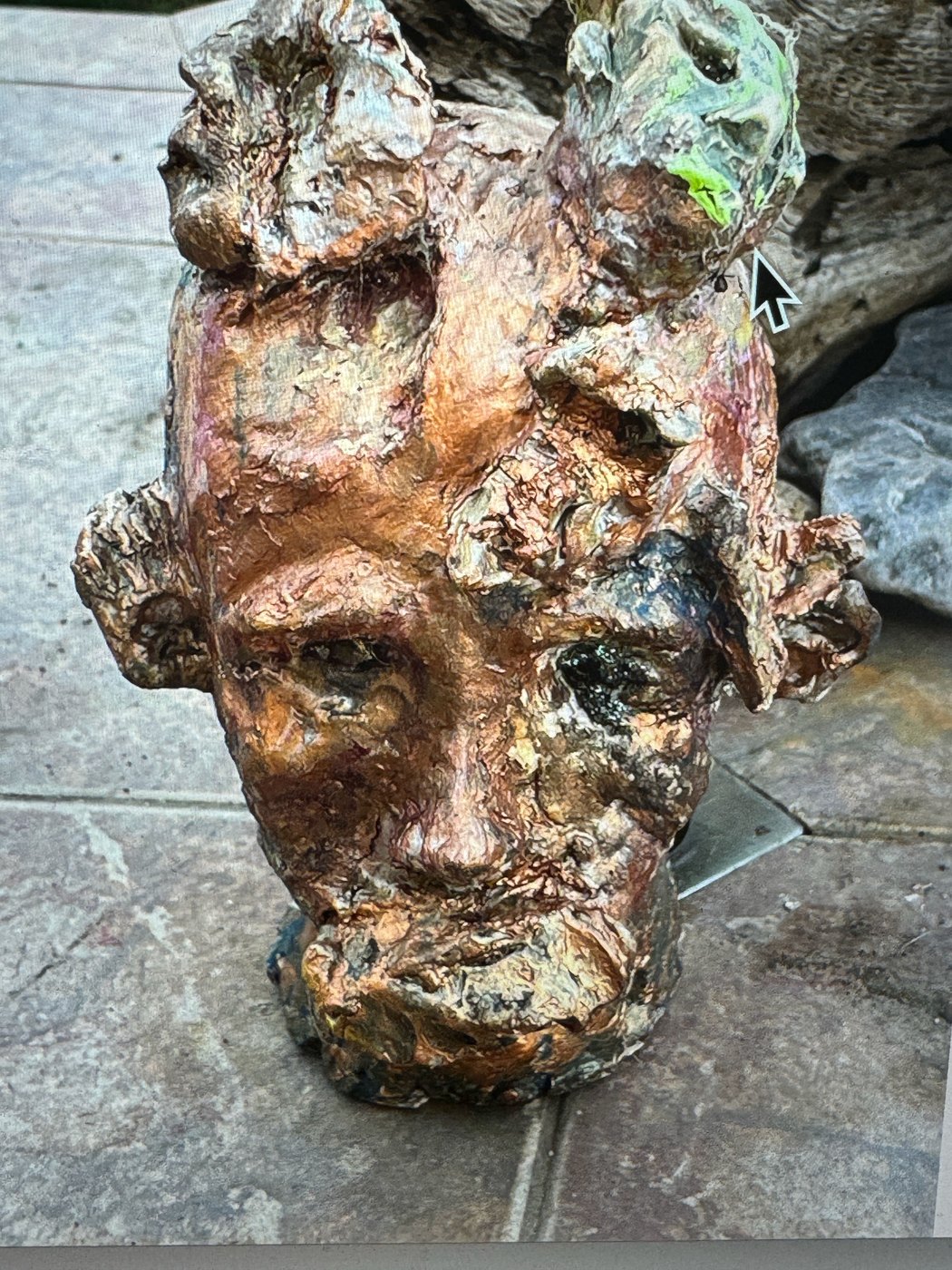 Ceramic head sculpture by Mike Malak, made at Berman Ceramics Studios